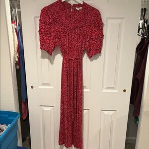 Boden pink and Red Floral Maxi Dress size 10R